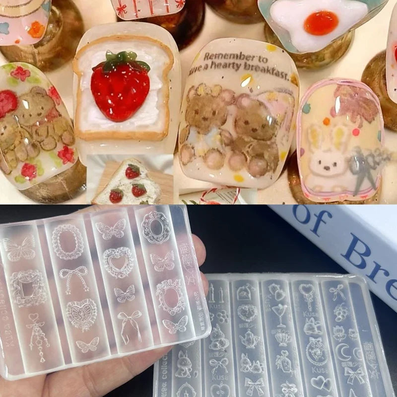3D Silicone Nail Art Mold – Bow, Rabbit, Flower & Moon DIY