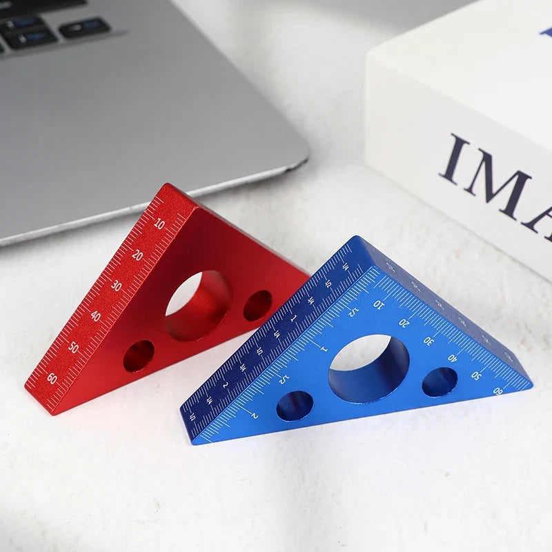 Practical Blue Red Aluminum Alloy Right Angle Marking Ruler 45 90