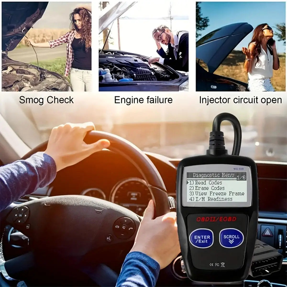 OBD2 Scanner & Voltage Tester | Engine Fault Code Reader