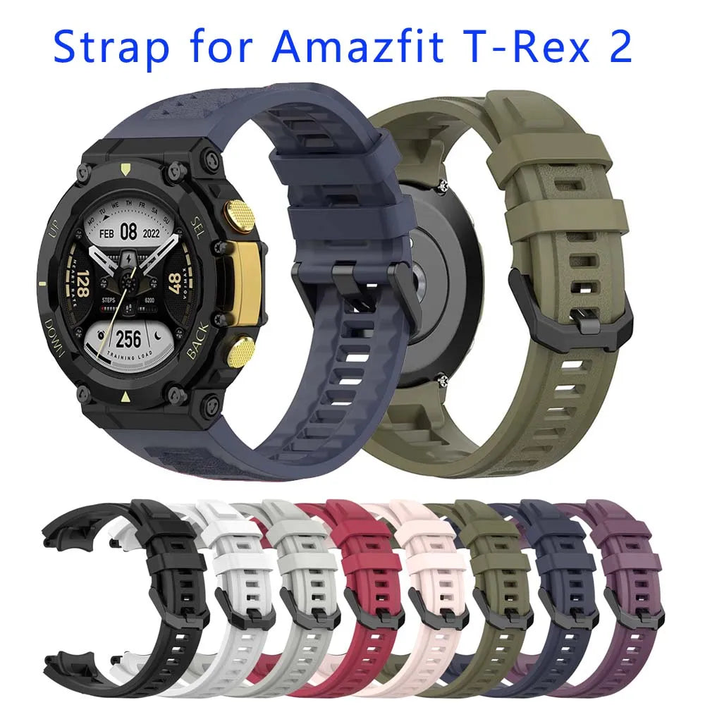 Silicone Watch Band for Amazfit T-Rex 2 – Adjustable Strap