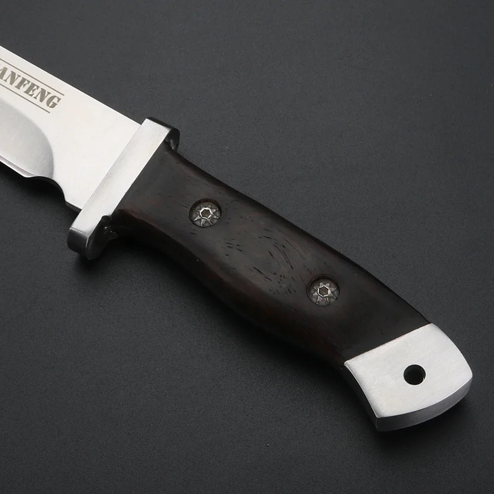 XUAN FENG D2 Steel Knife – Wood Handle BBQ & Outdoor Blade