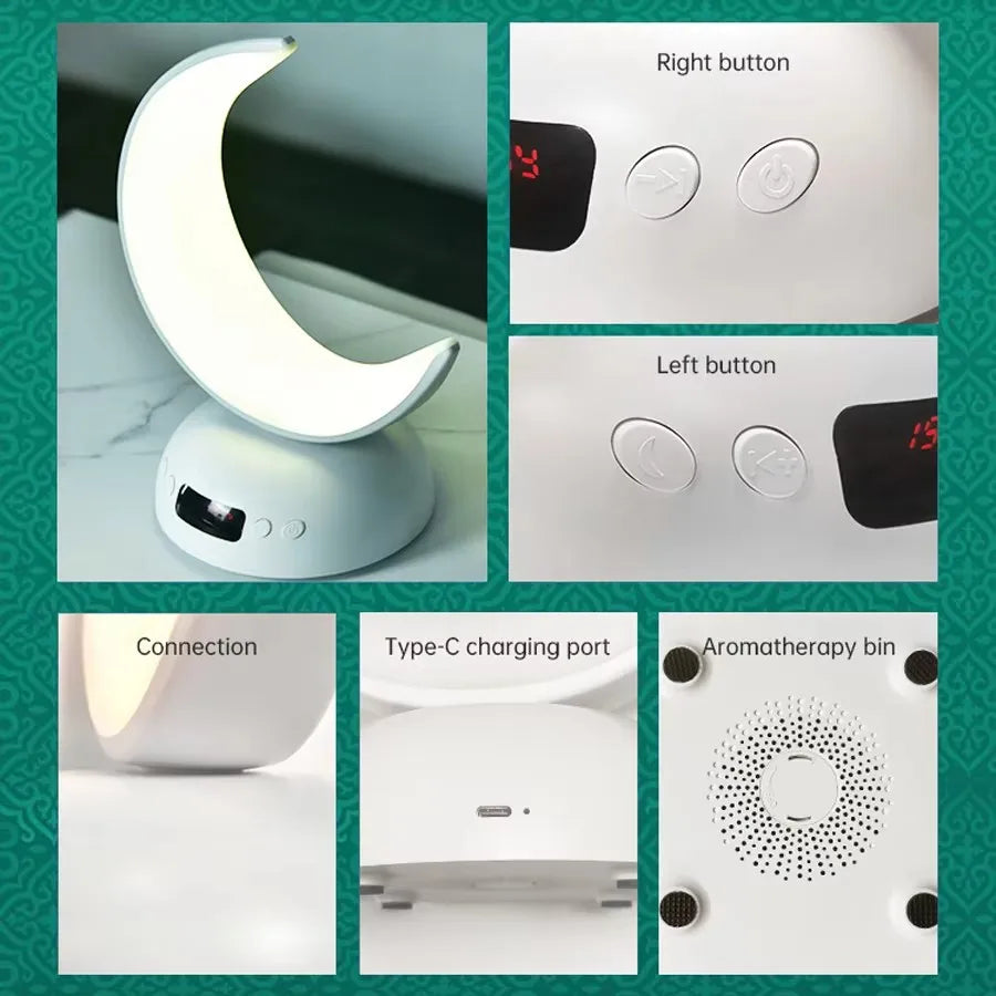 AyeBeau Quran Azan Clock Bluetooth Speaker & Night Light