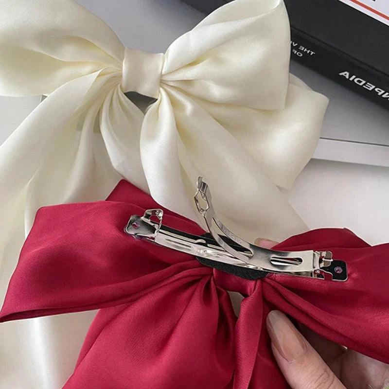 Satin Bow Hair Clip – Elegant Ribbon Barrette for Women