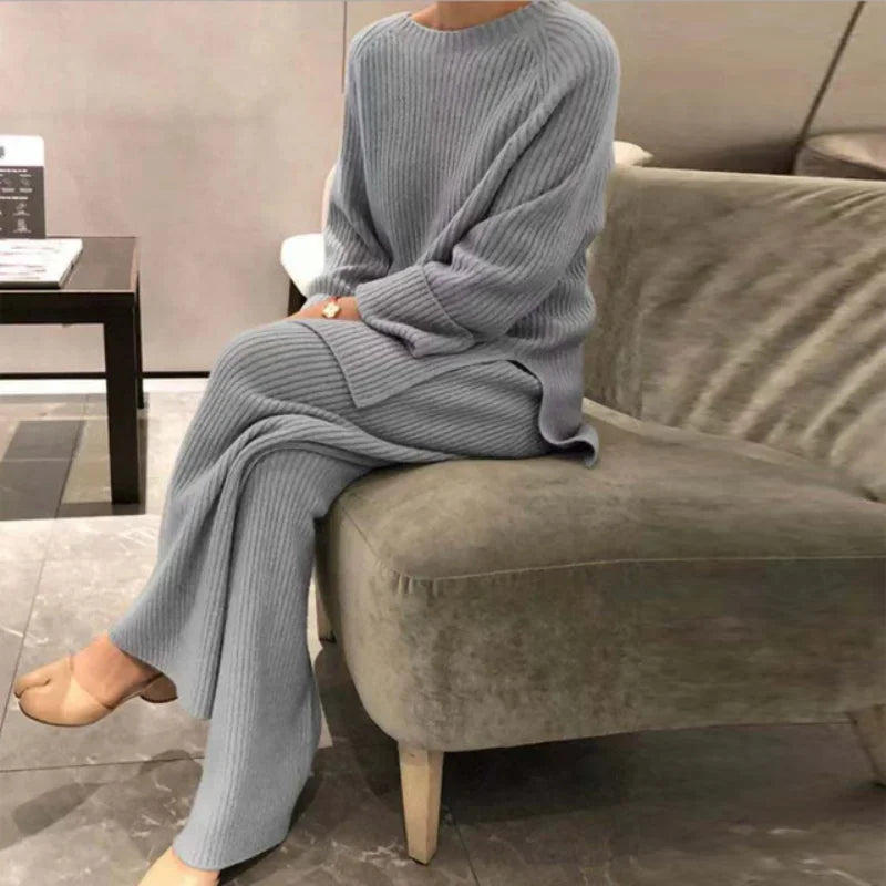 Women's Soft Knit Pajama Set – Casual Two-Piece Homewear