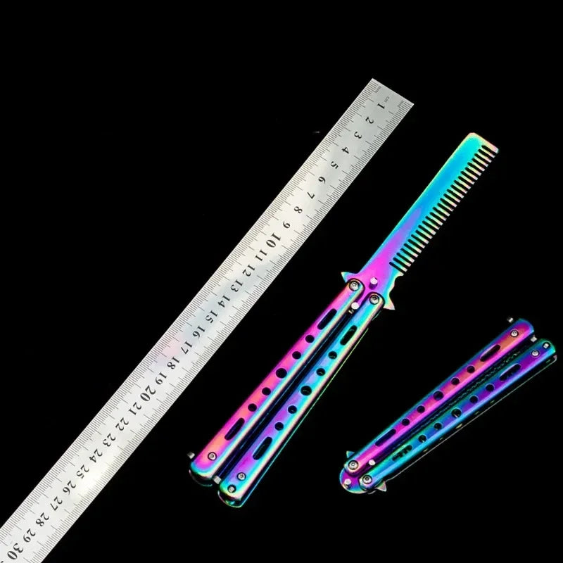 Butterfly Knife Practice Comb – Foldable Stainless Steel Balisong