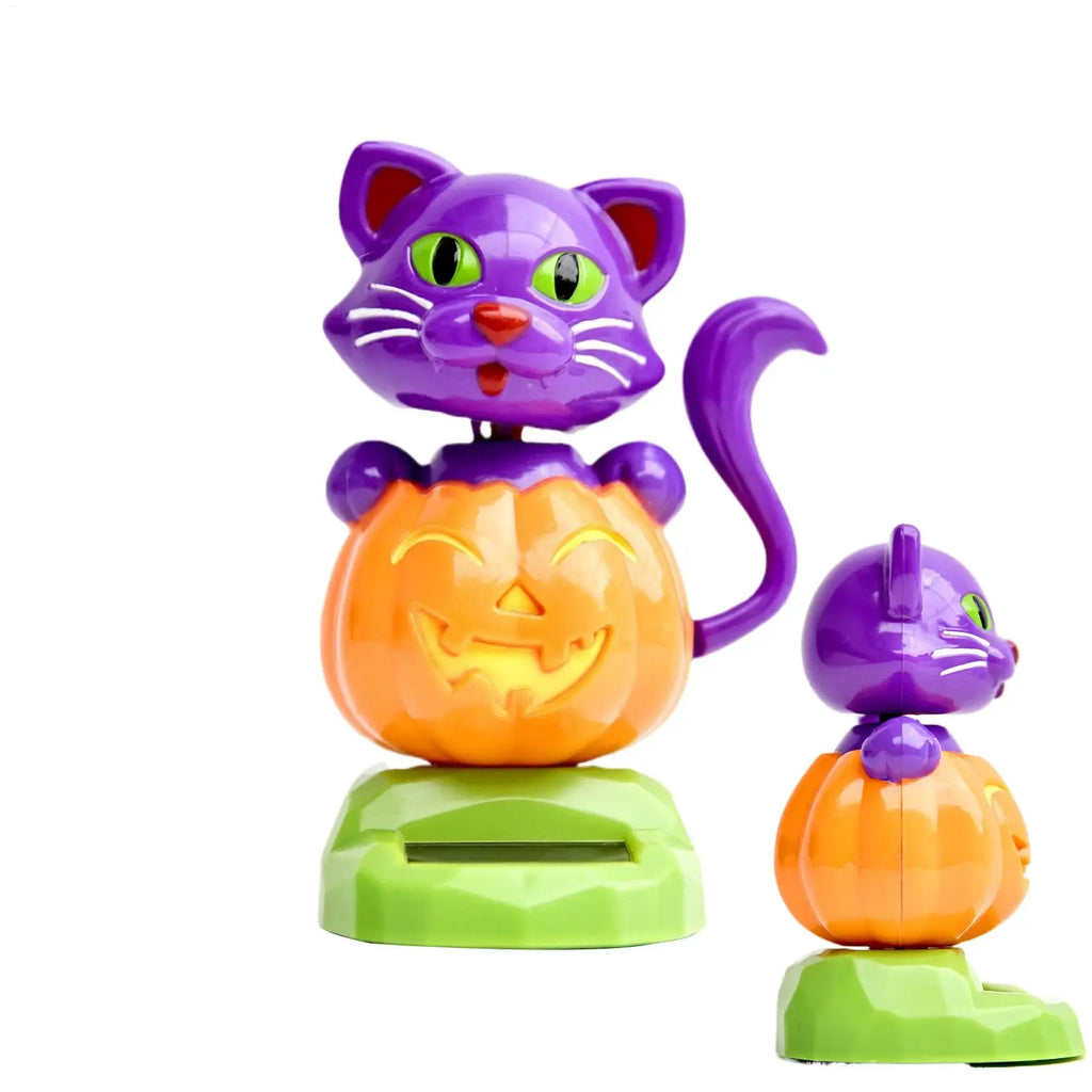 Solar Dancing Dolls Powered Shaking Head Pumpkin Cat Car Ornament