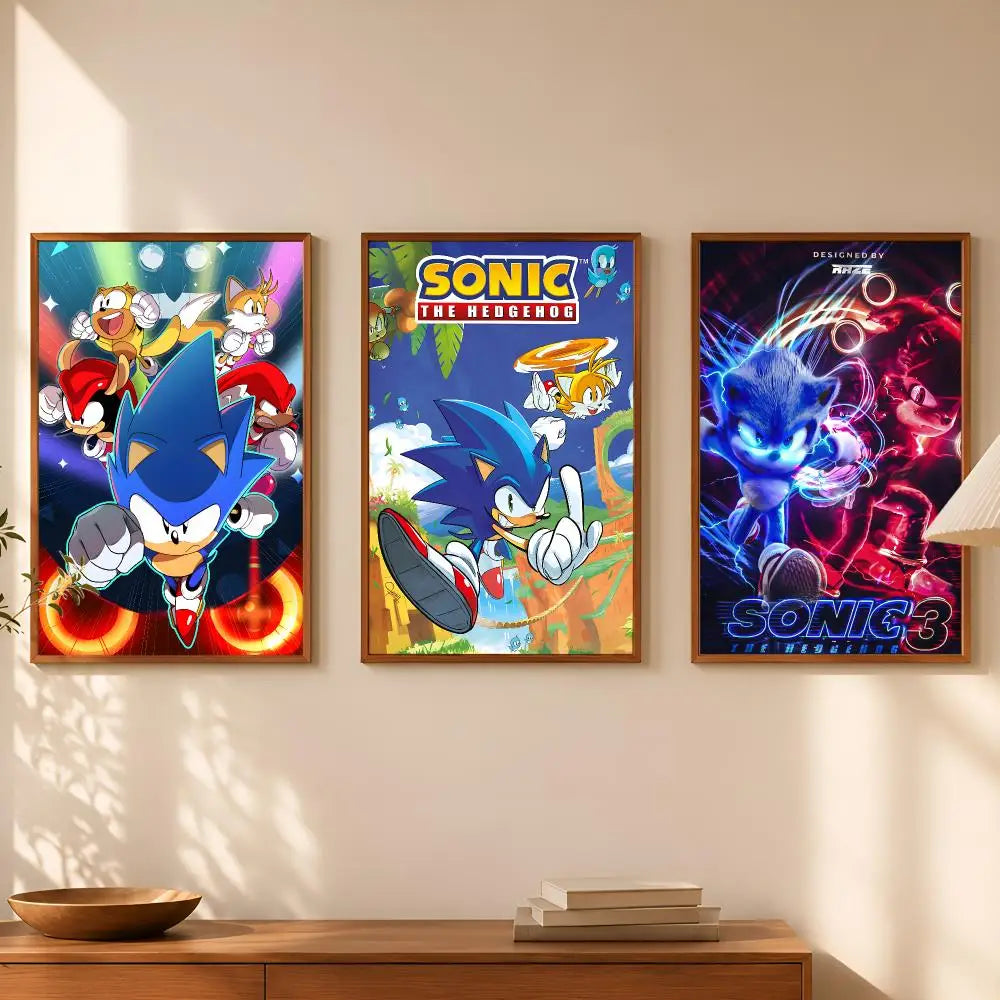 Sonic Character Self-Stick HD Wall Poster – Waterproof Room Decor