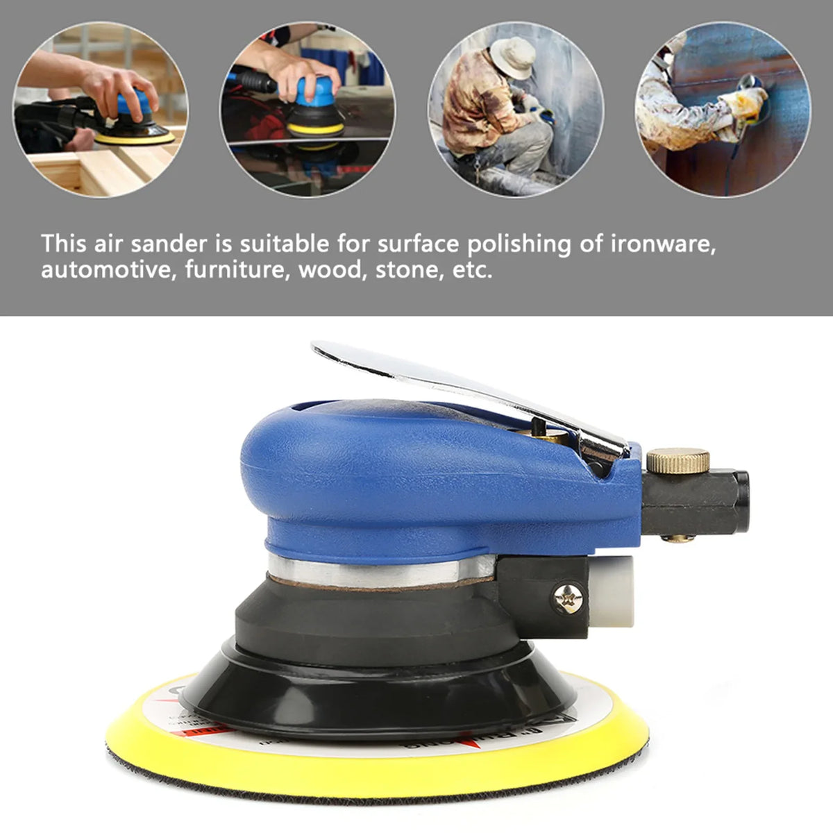 AT 980 5 6 Air Random Orbital Sander Round Polisher Pneumatic Hand