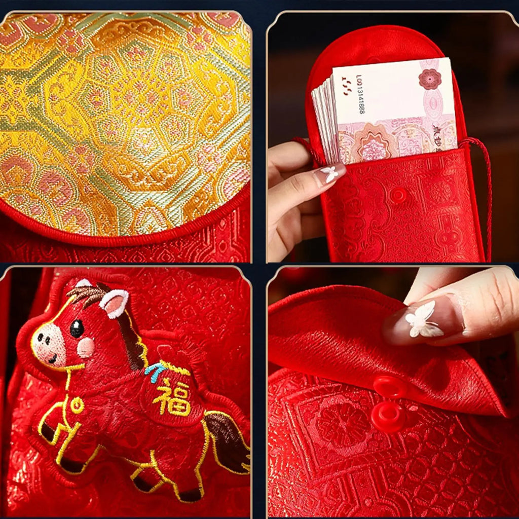 Chinese Red Envelope 2026 Lunar New Year Embroidery Fabric Gift