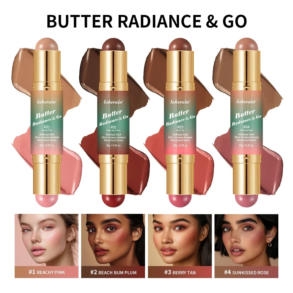 Lakerain Double-Headed Bronzer Blush Stick – Multiuse Glow