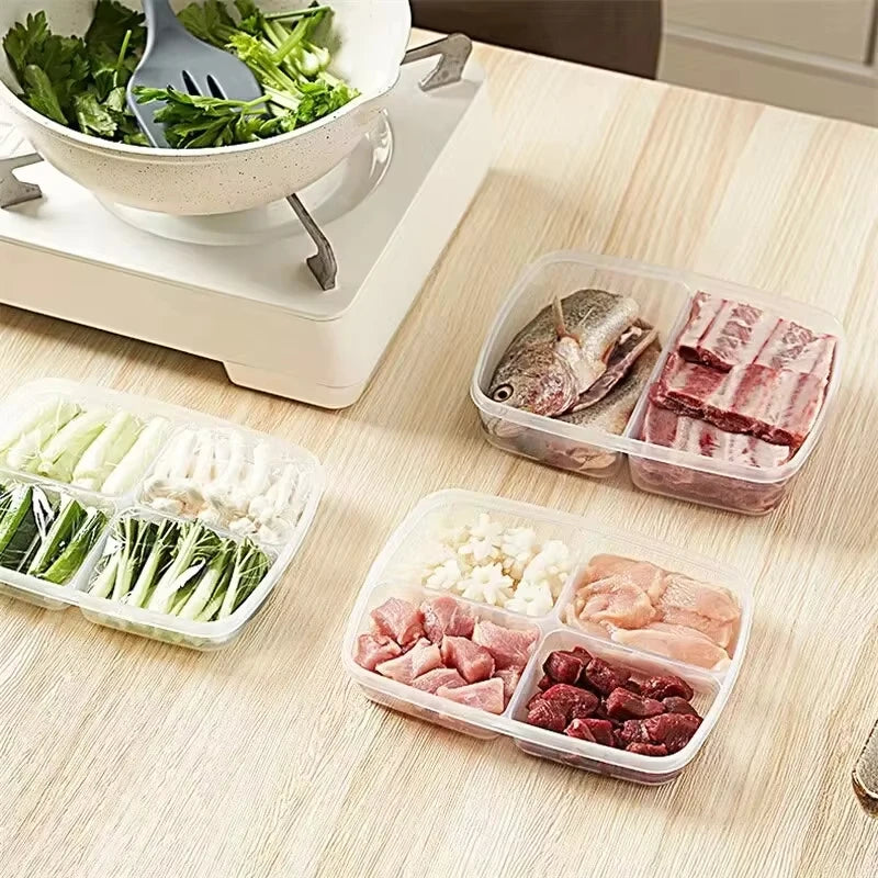 4-Compartment Fridge Food Storage Box with Lid | Freezer Safe