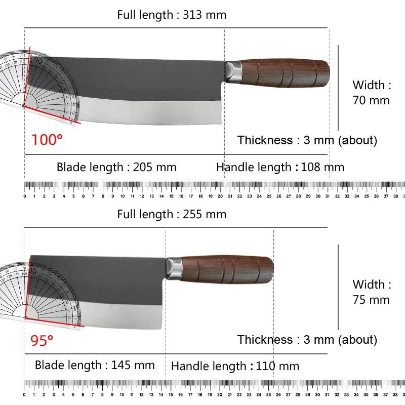 Forged Stainless Steel Cleaver – Wood Handle Chef Knife
