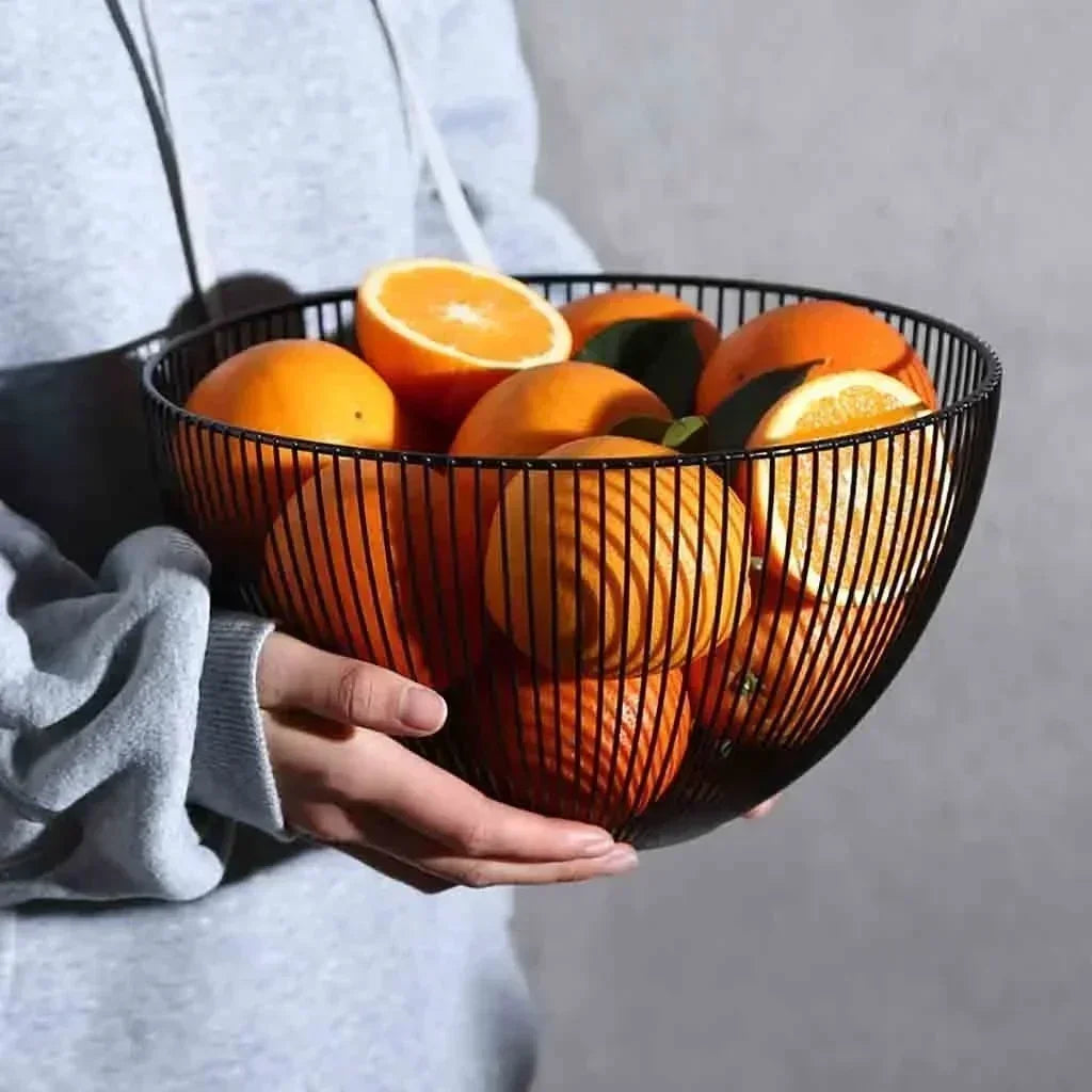 Metal Wire Fruit Basket – Kitchen Bread & Snack Organizer Bowl