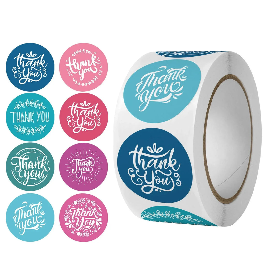 Roll Colorful Thank You Stickers Wrapping Envelope Closures Small
