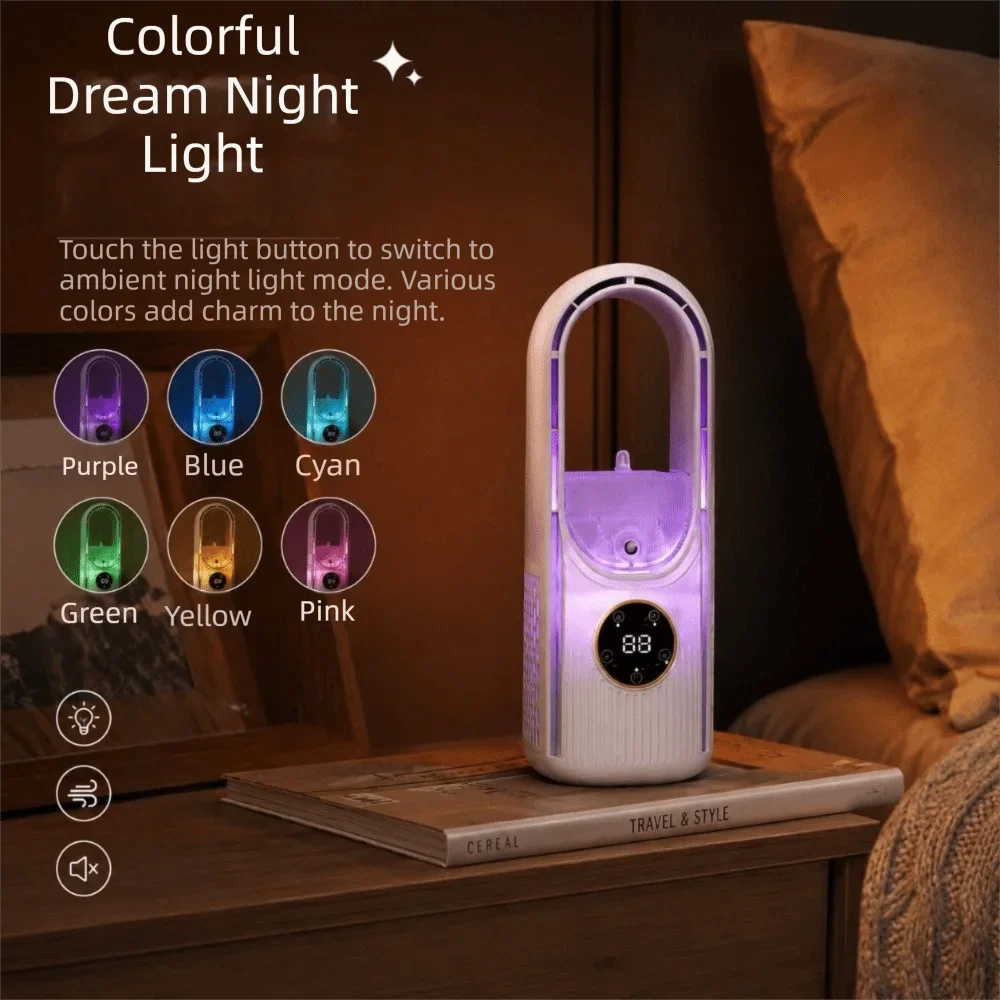 6-Speed Bladeless Portable Fan with Mist Humidifier | Silent