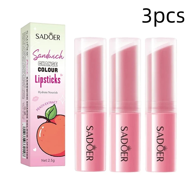 SADOER Peach Color-Changing Lip Balm 3-Pack & 5-Pack