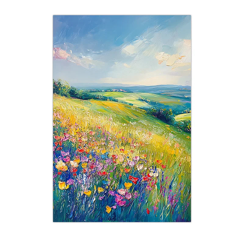Wildflower Meadow Canvas Wall Art | Spring Landscape Print