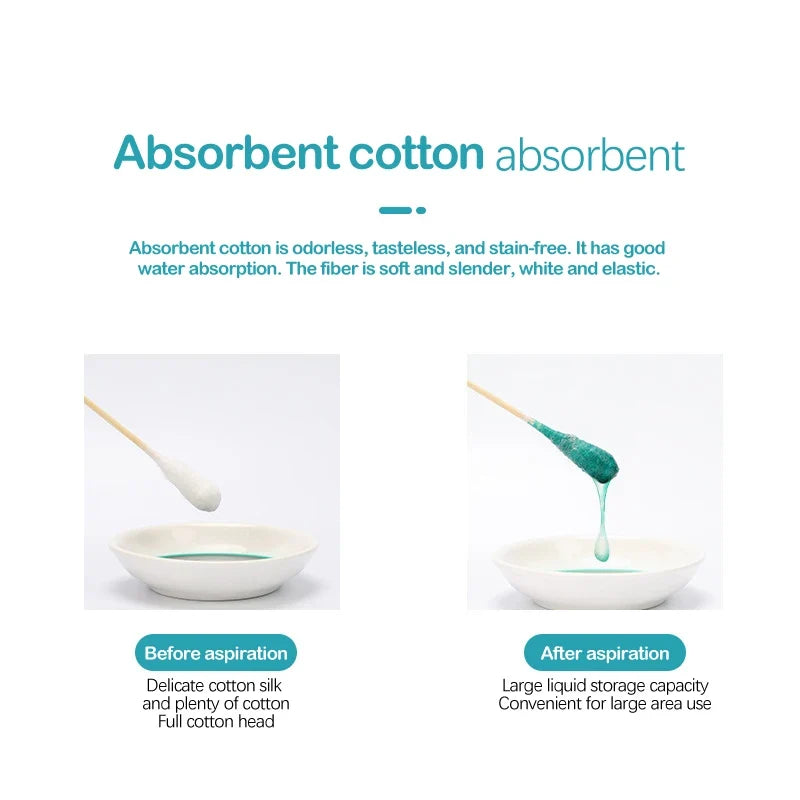 20pcs Sterile Large Head Cotton Swabs – 20cm Wood Stick Buds