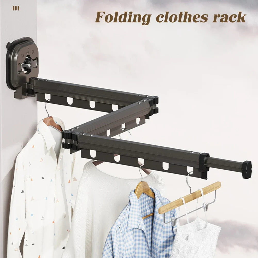 Wall Mount Folding Clothes Drying Rack | No-Drill Suction Cup