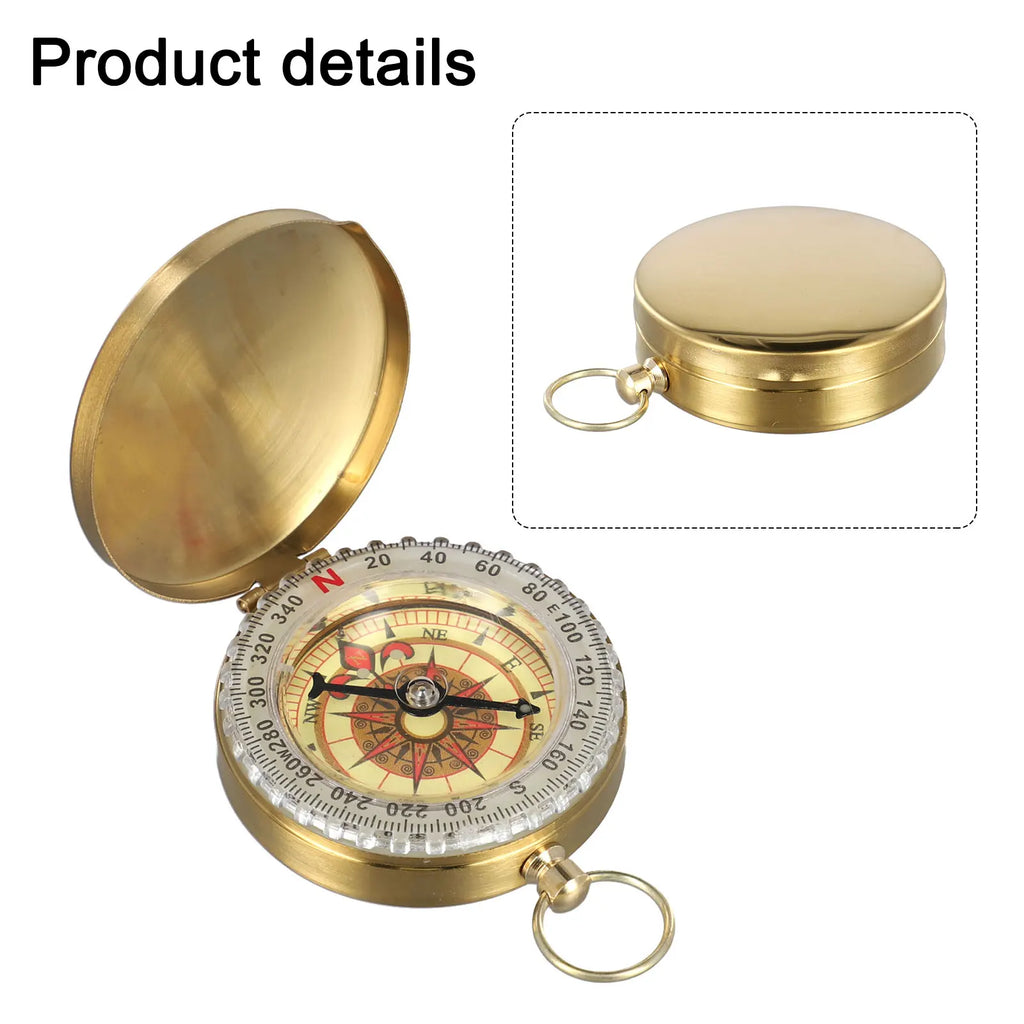 Brass Pocket Compass – Glow in Dark Vintage Navigation Tool