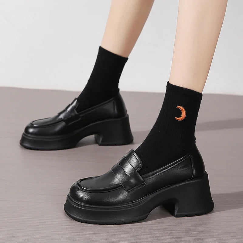 Women's Platform Mary Jane Loafers – British Slip-On Style