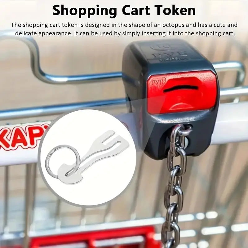 Stainless Steel Shopping Cart Token Keychain – Reusable Trolley Coin