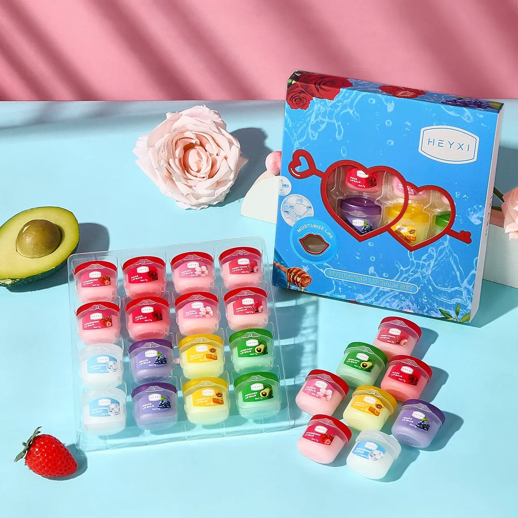16-Piece Fruit Lip Balm Set – Moisturizing Lip Plumper Kit