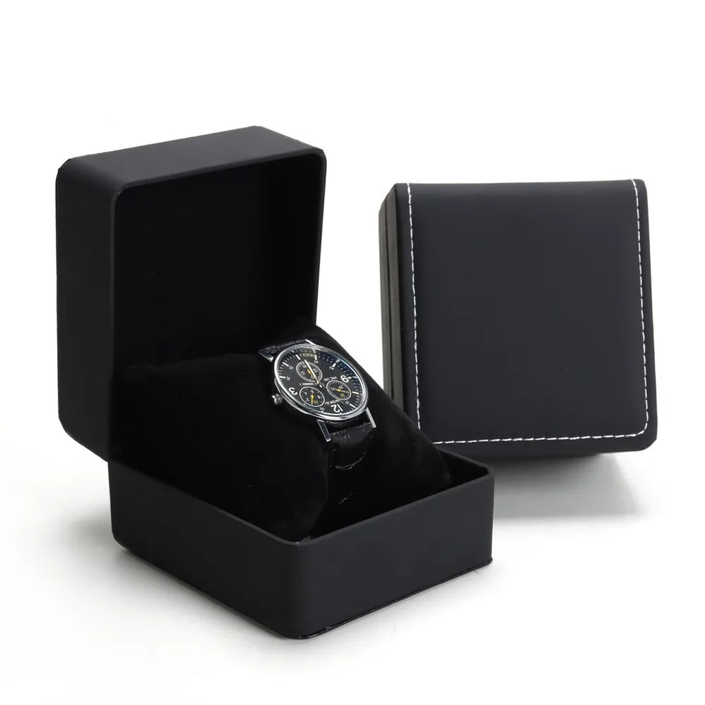 PU Leather Watch Box Rounded Corners Frosted Men's Storage Organizer