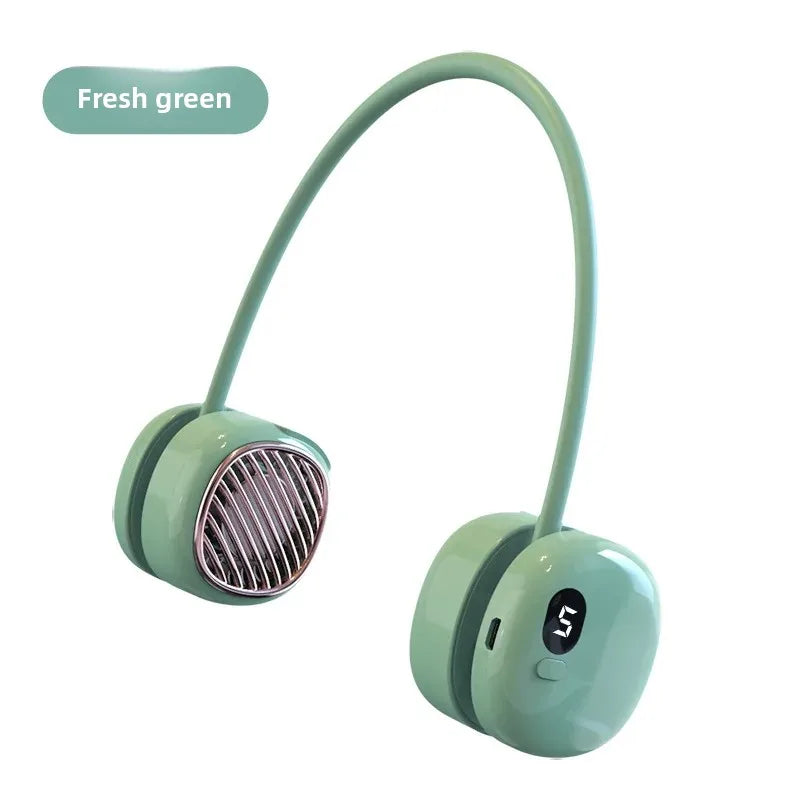 URGGU Bladeless Neck Fan – USB Rechargeable with Digital Display