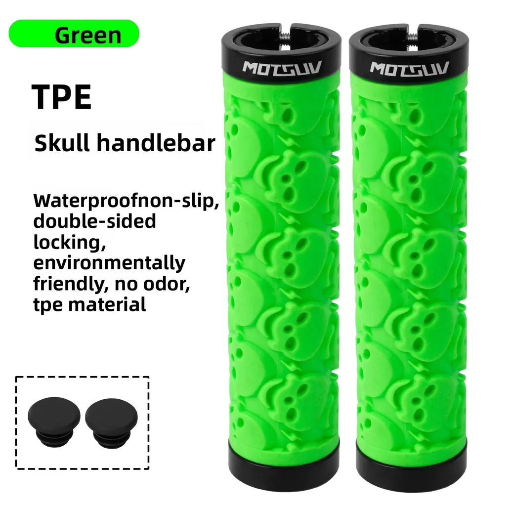 Skull Double Lock-On MTB Bike Handlebar Grips | TPE Anti-Slip
