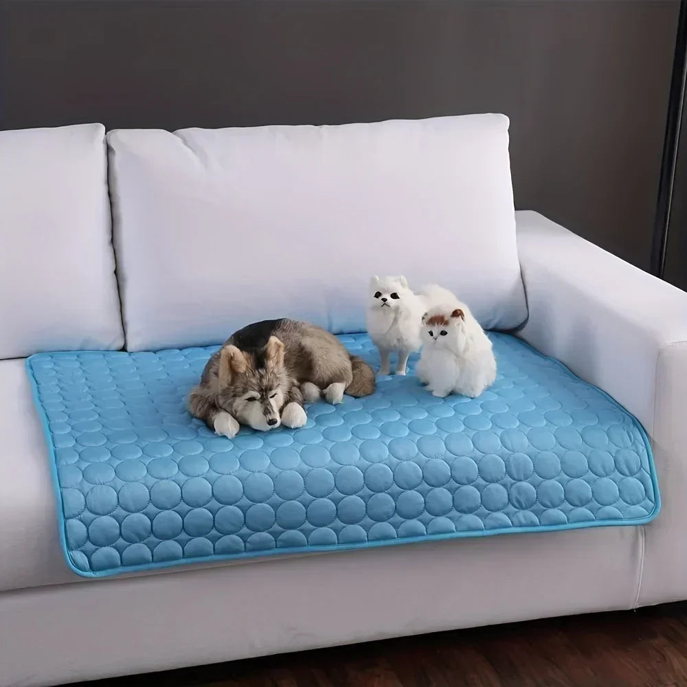 Summer Pet Cooling Mat – Ice Silk Dog & Cat Cushion Bed