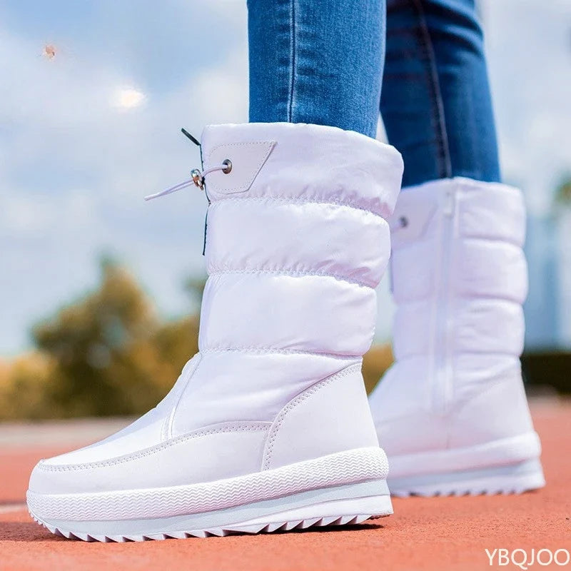 Women's Waterproof Non-Slip Plush Mid-Calf Snow Boots
