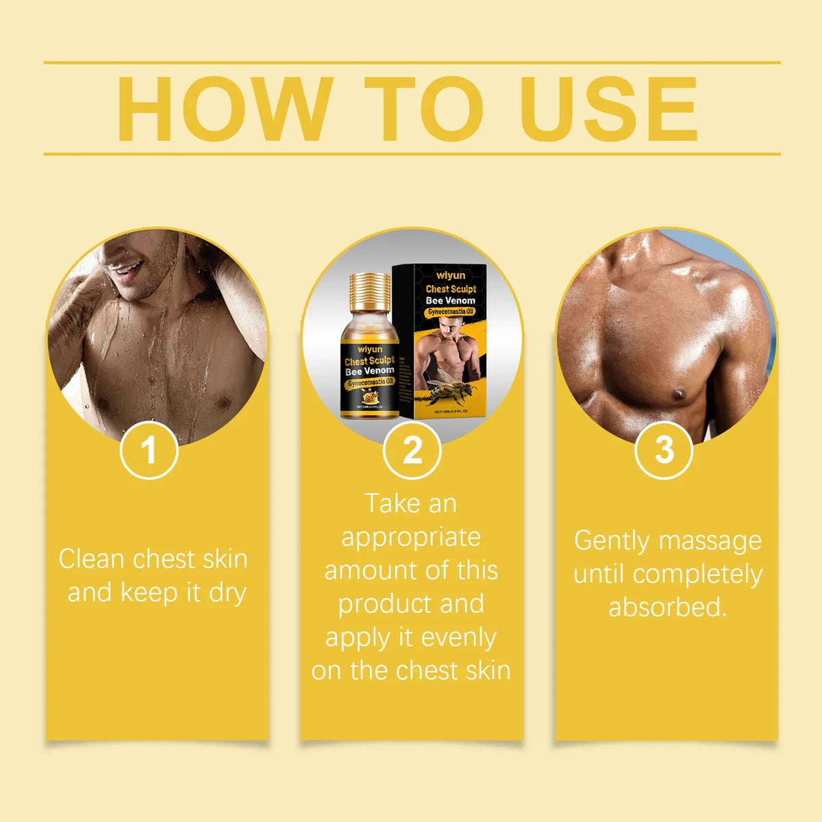 Bee Venom Gynecomastia Chest Shaping Massage Oil for Men