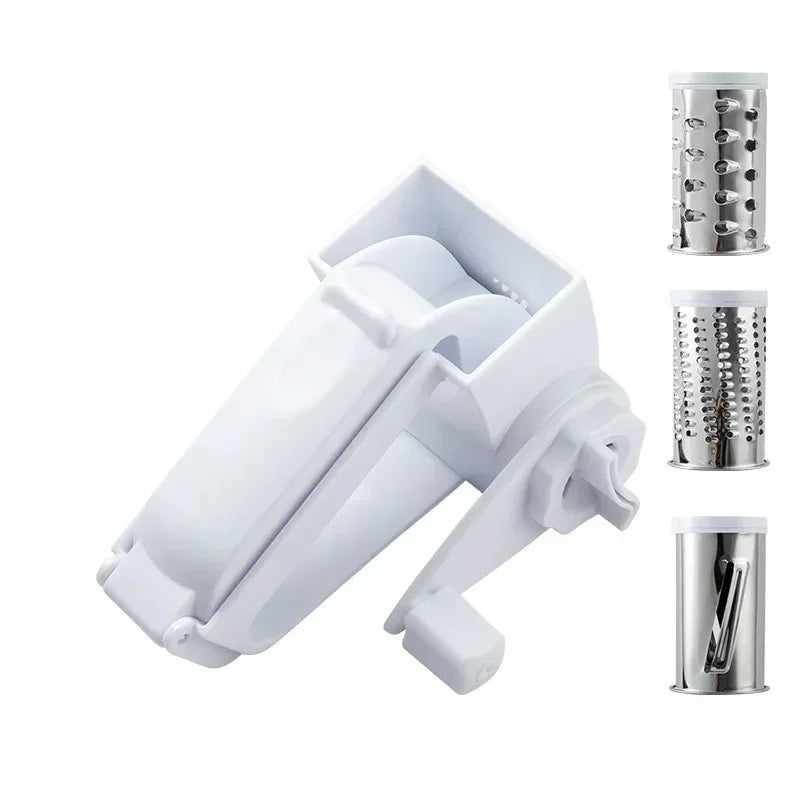 3-in-1 Hand Crank Rotary Cheese Grater – Stainless Steel
