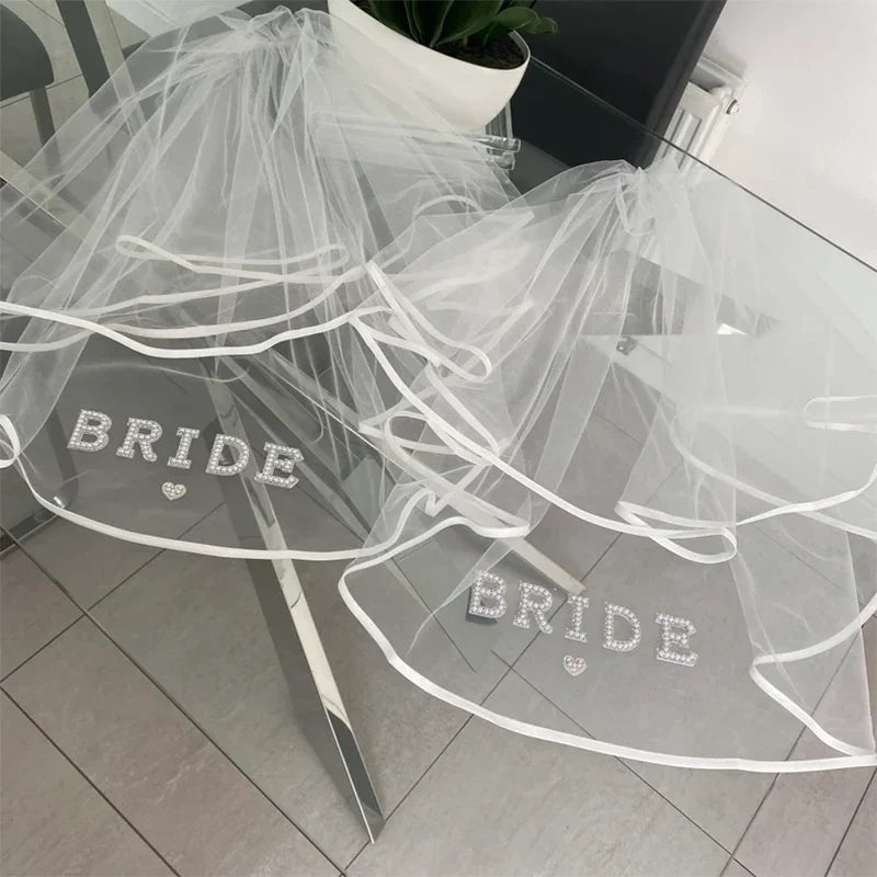 Pearl Heart Bride Veil | Bachelorette & Bridal Shower Gift
