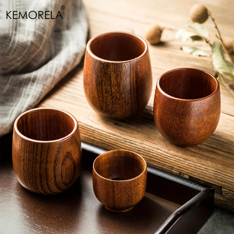 KEMORELA Japanese Wooden Tea Cups Set of 2 – 170ml