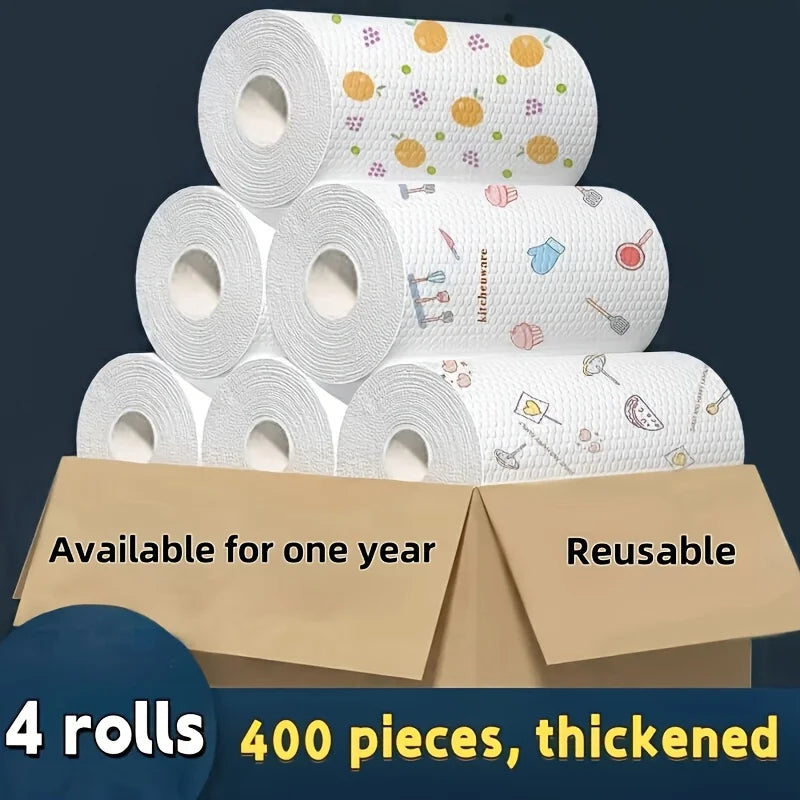 50 Roll Dishcloth Absorbent Thickened Kitchen Paper Dry Wet Use Non