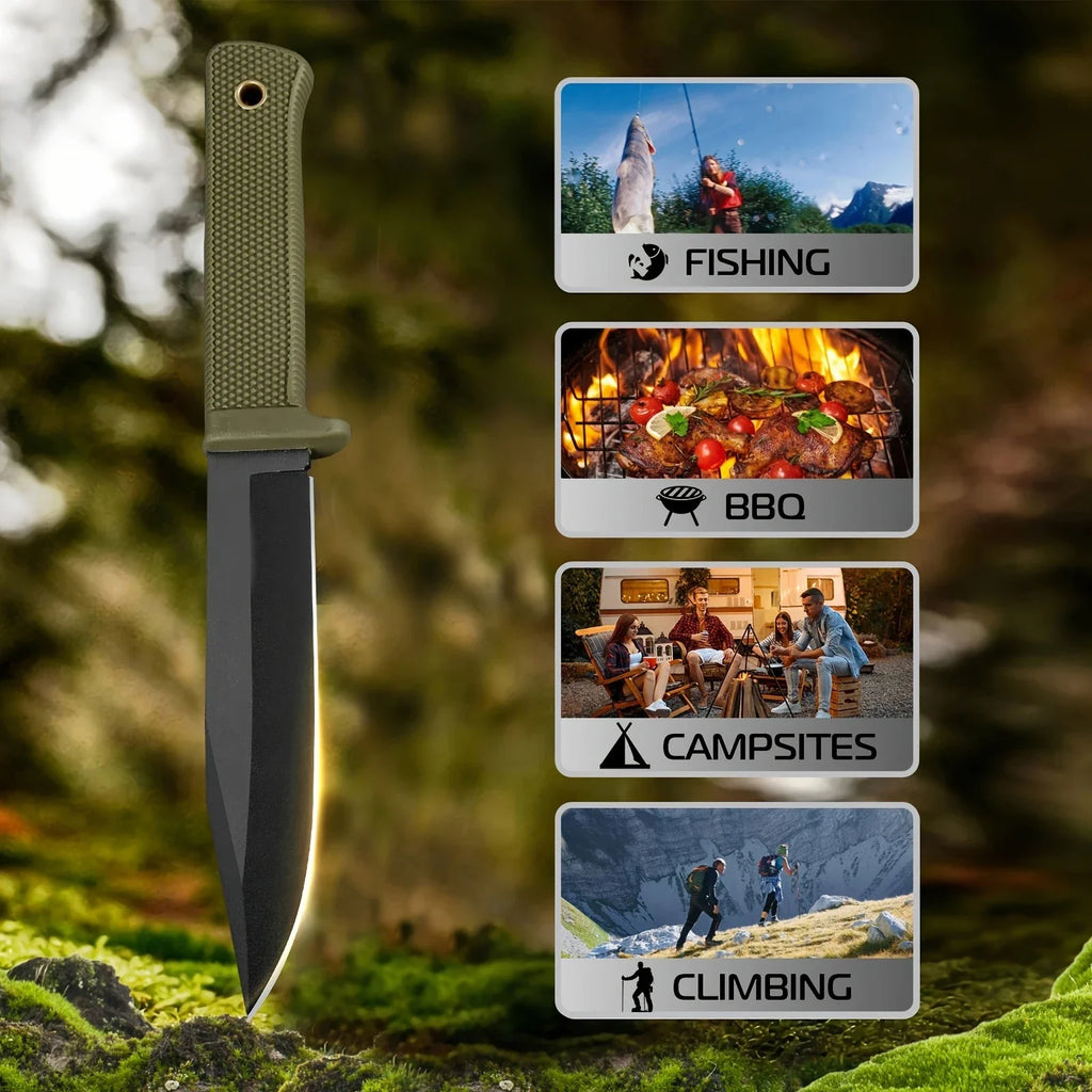 Outdoor Survival Straight Knife – Stainless Steel Camping Blade