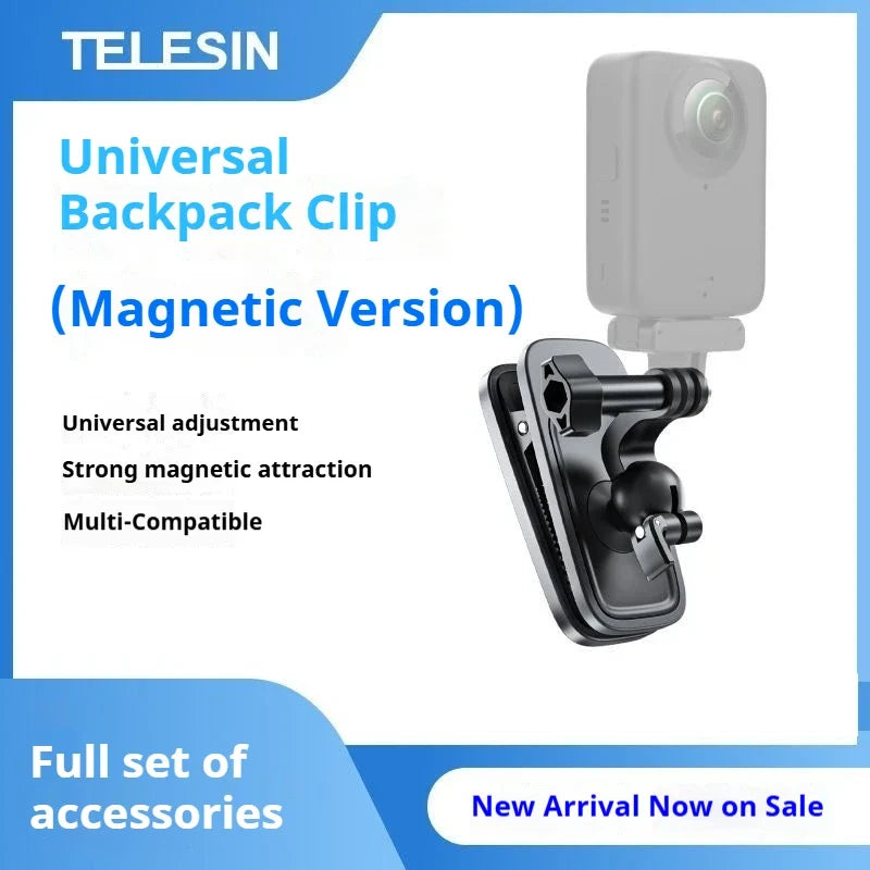 TELESIN 360° Magnetic Backpack Clip Mount – GoPro, DJI, Insta360