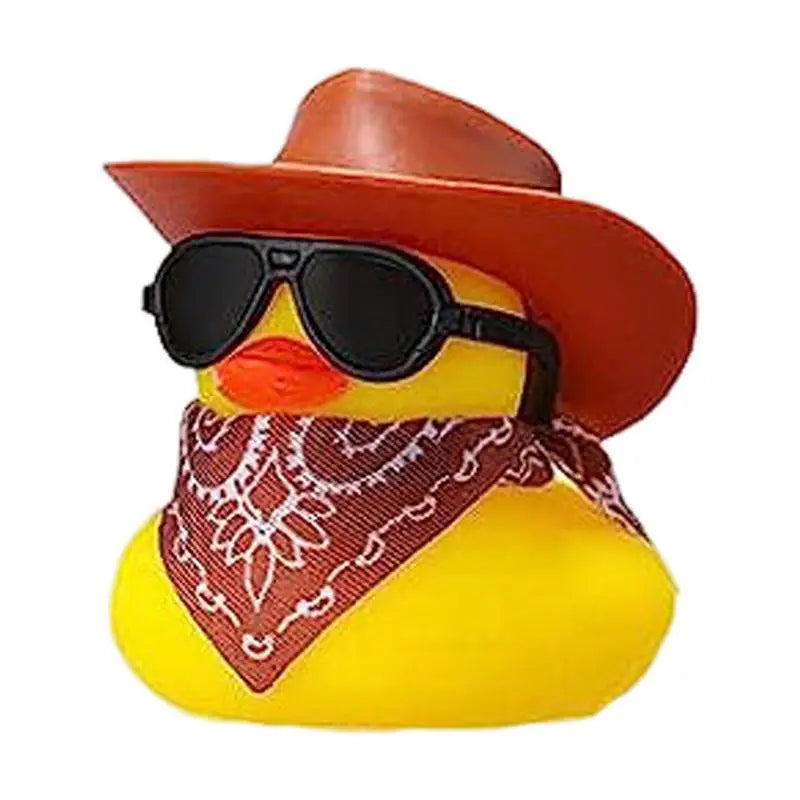 Car Rubber Duck Cowboy Cool Dashboard Ornament Sunglass Toy