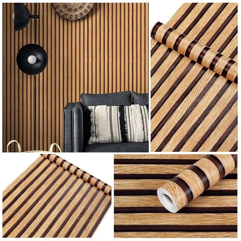 Wood Grain Peel & Stick Wallpaper – Waterproof PVC Wall Sticker 45cm
