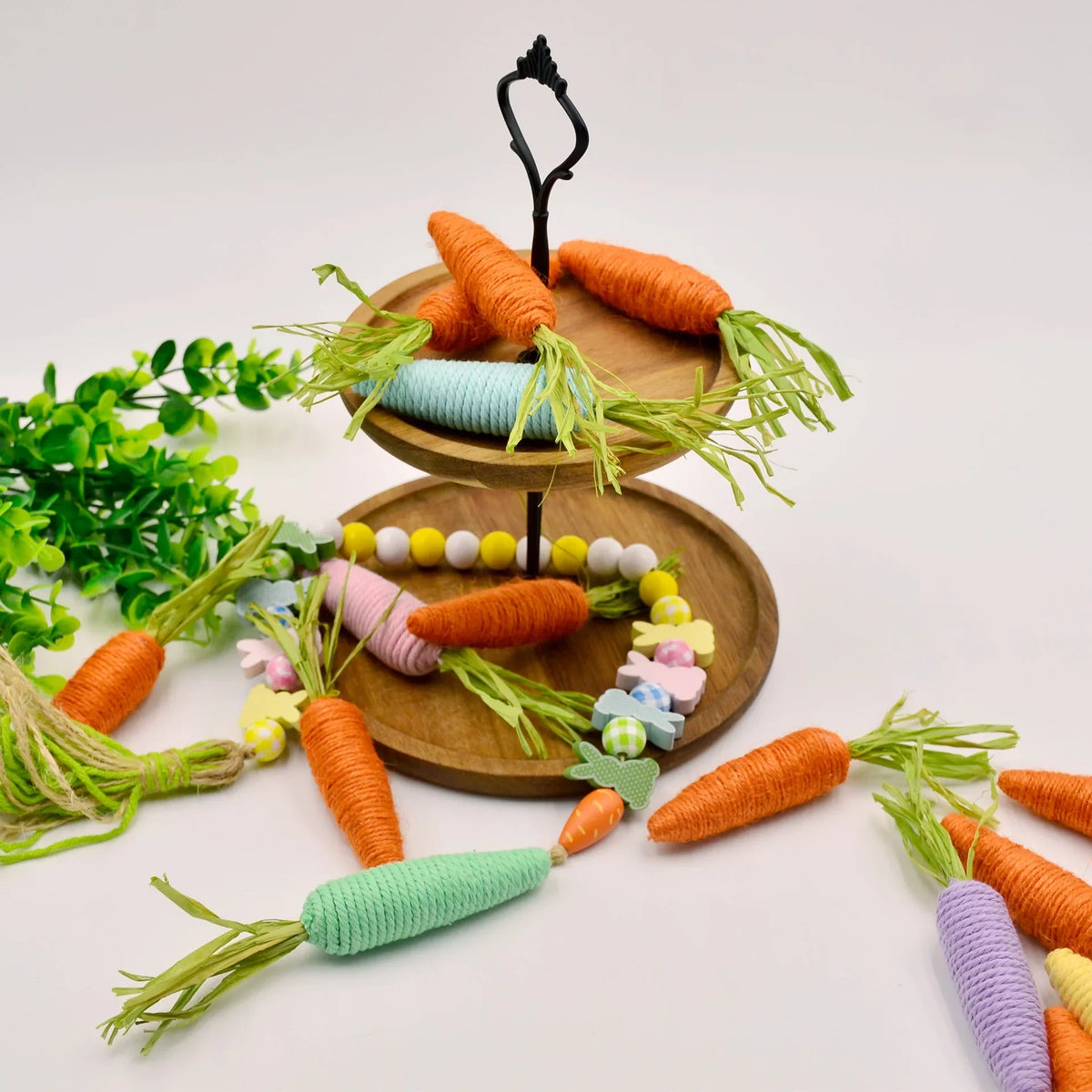 Easter Carrot Tray Decoration Twine Scene Layout
