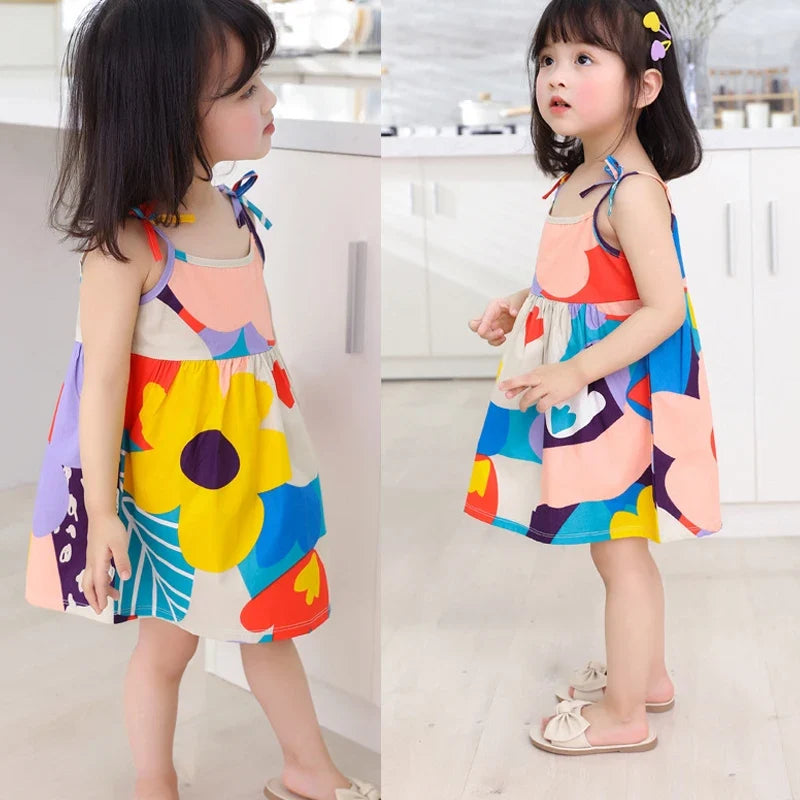 Girls Summer Floral Cotton Princess Dress | Ages 2–7