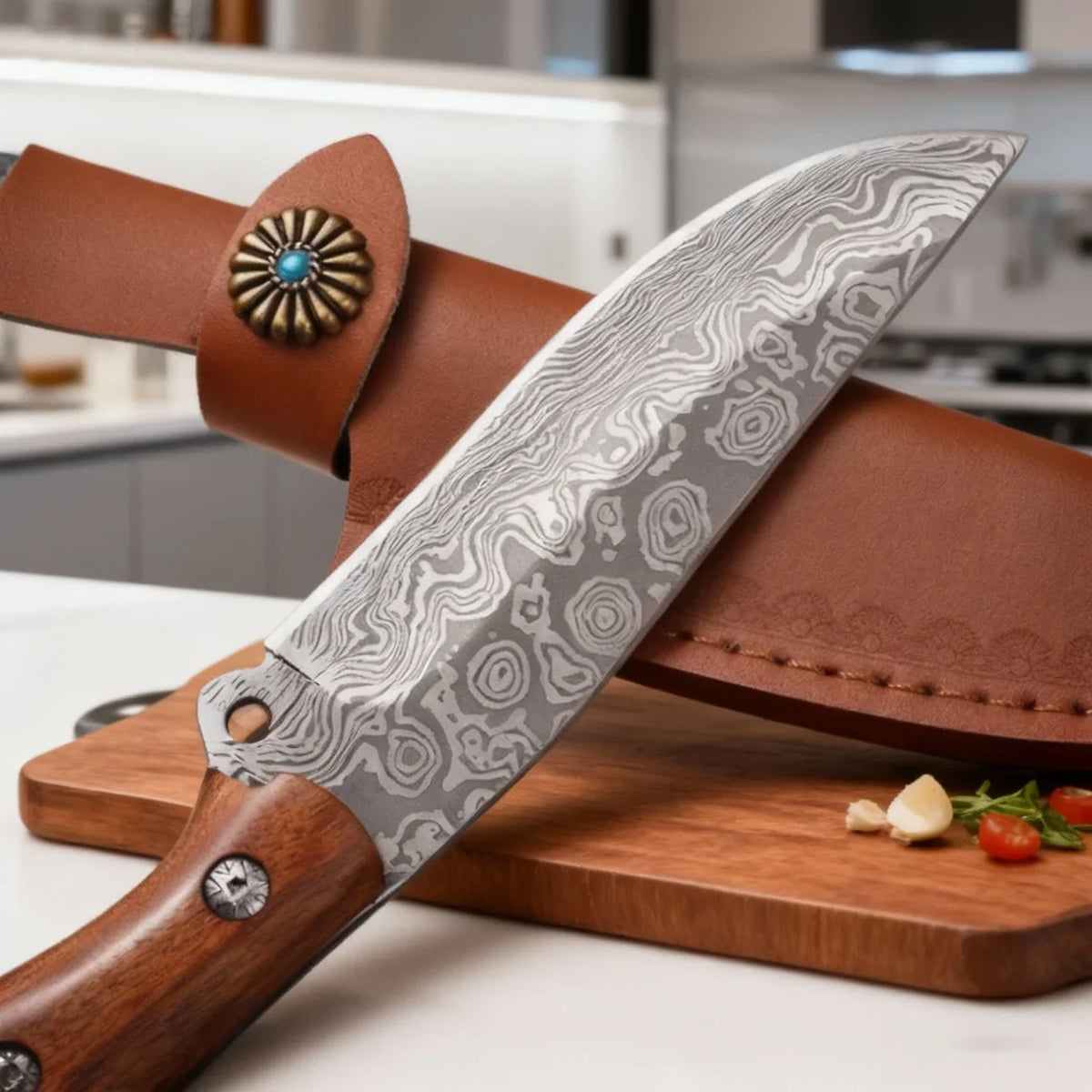 Damascus Steel Kitchen Knife – Sharp Stainless Filleting Blade
