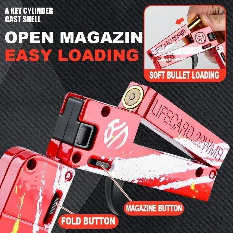 Metal Folding Toy Gun with Soft Bullets – Alloy Pistol Model