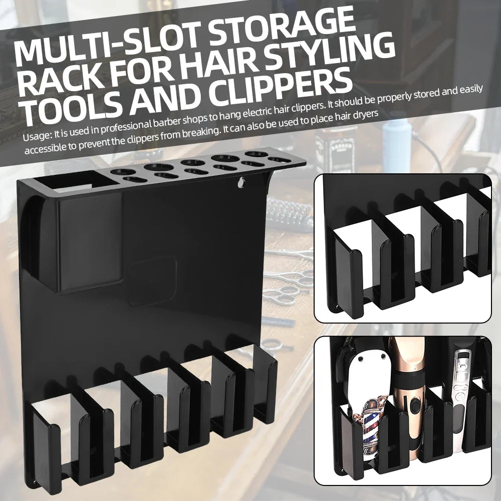 Wall Mount Barber Clipper Holder & Salon Tool Storage Rack