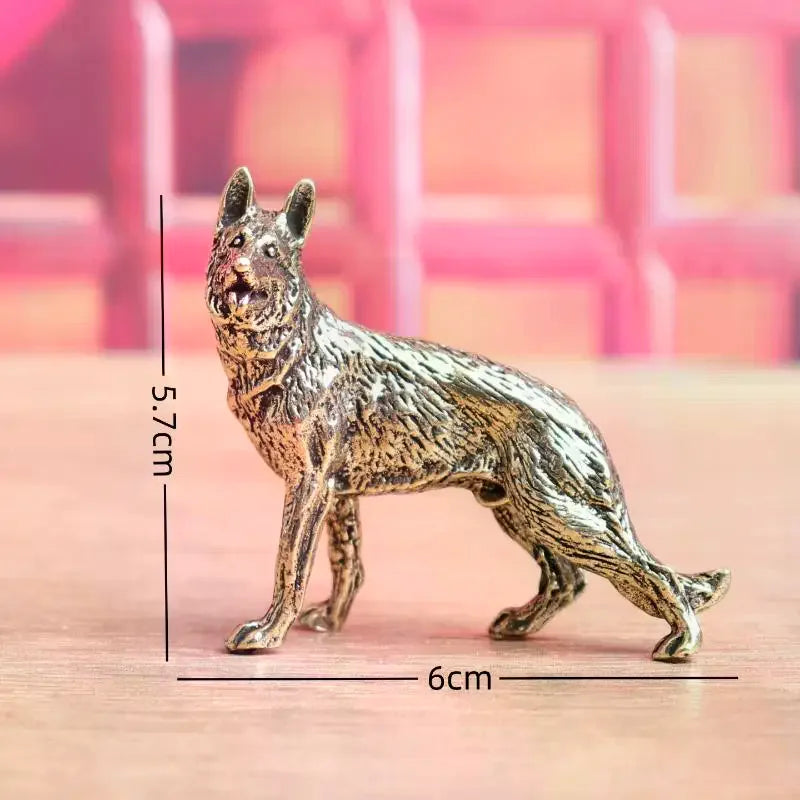 Vintage Copper Lucky Dog Miniature Figurines Desktop Small Brass