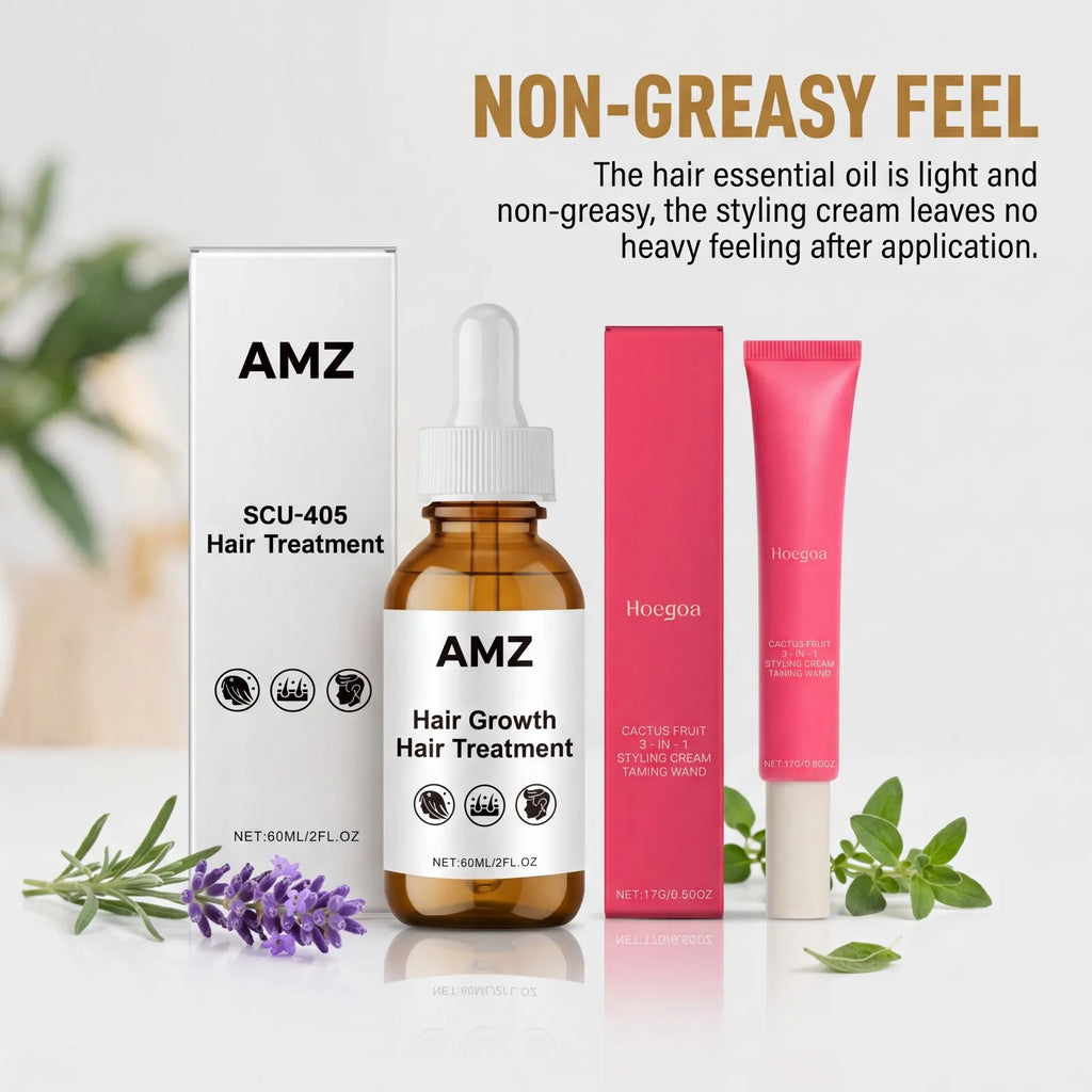2-in-1 Hair Styling Cream & Nourishing Essential Oil Kit