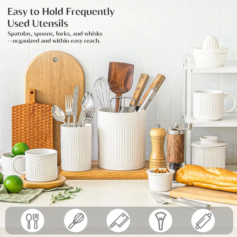 Ceramic Arch Utensil Holder – Farmhouse Kitchen Organizer