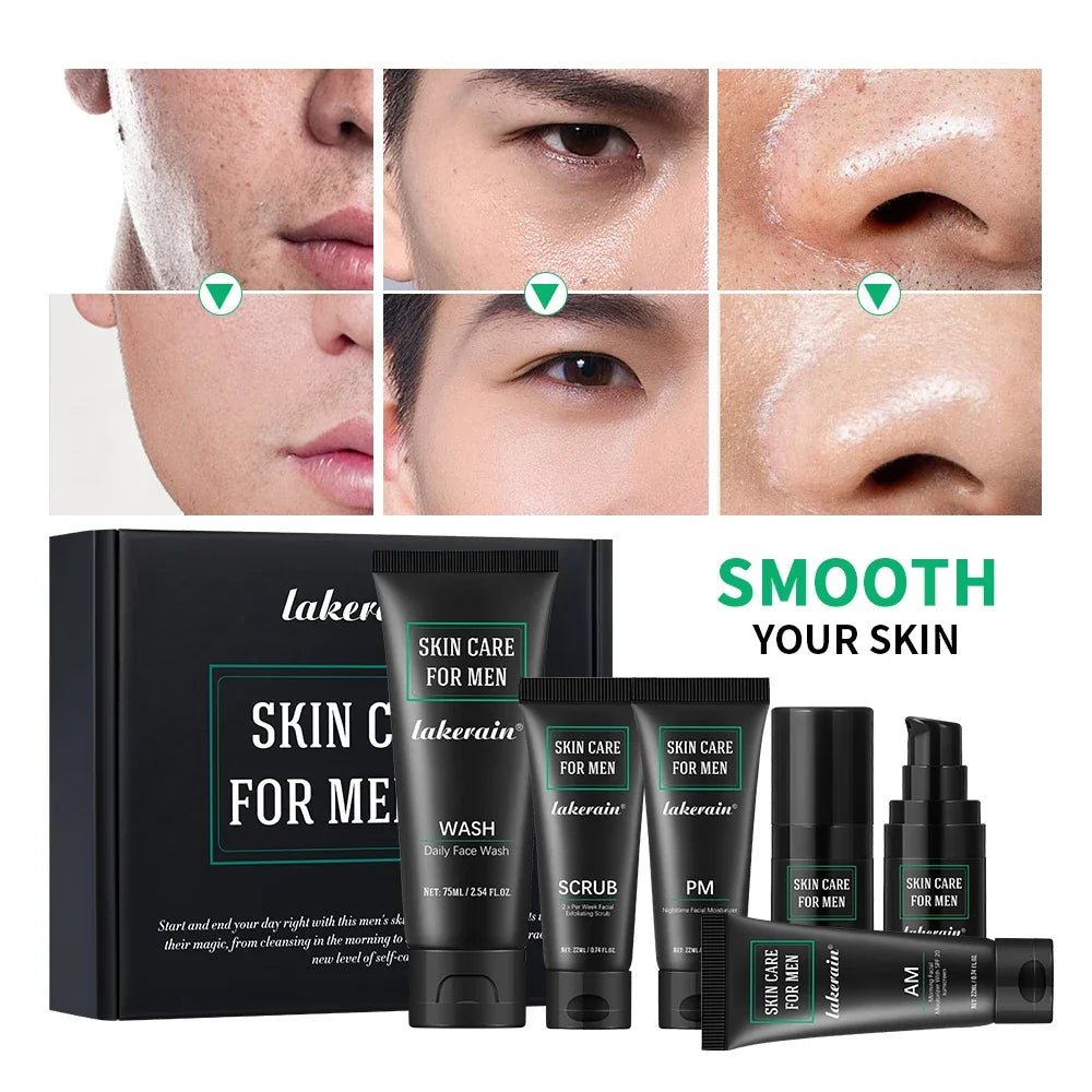 Lakerain Men's 6-Piece Skincare Set – SPF, Serum & Eye Cream